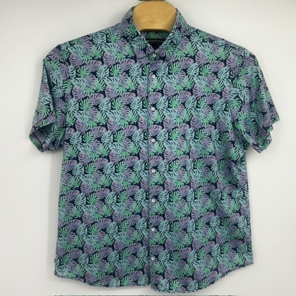 Mizzen+Main Performance Men's XL Short Sleeve Tropical Monstera Shirt